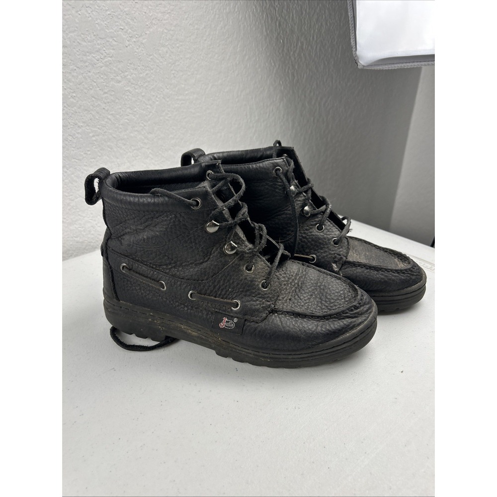 JUSTIN Ankle Boots Black Leather Lace‎ Up Chukka Women's  Sz 6 M Style L0985